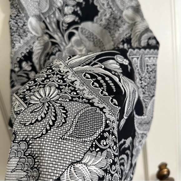 Trina Turk Empire Waist Black and White Botanical Print Mini Dress 6 - Picture 7 of 9